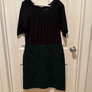 LOFT Black and Green Midi Dress